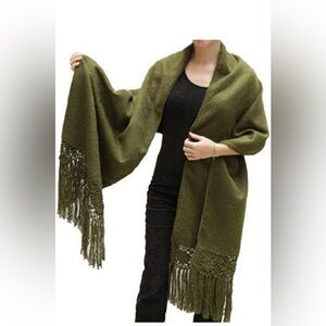 Olive Green Alpaca Shawl